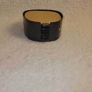 Vintage Horchow Gold Fan Coasters Set Made in Japan Black Holder